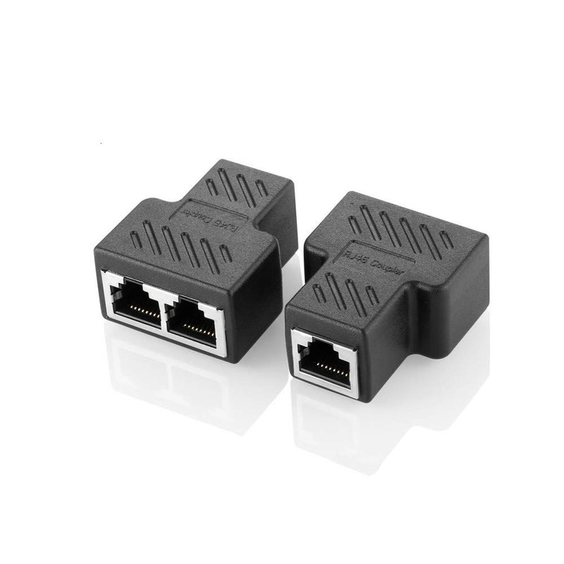 Oxsubor RJ45 Splitter Connectors Adapter 1 to 2 Ethernet Coupler Double Socket HUB Interface Contact Modular Plug Connect Network LAN Internet Cat5 Cat62 Pack (Can't Run Both at The Same TIME) - Image 1